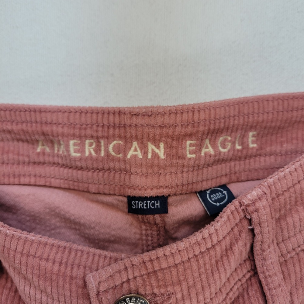 American Eagle Pants Womens 0 Pink Corduroy Baggy Wide Leg High Rise Cargo - Picture 7 of 12